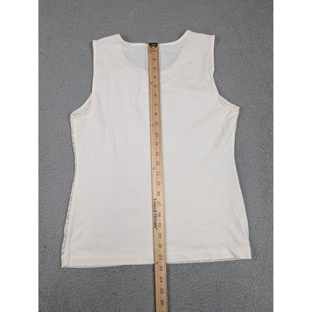 Ann Taylor Tank Top Womens Medium Petite Ivory Lace Overlay Lined Sleeveless‎ - Picture 8 of 10